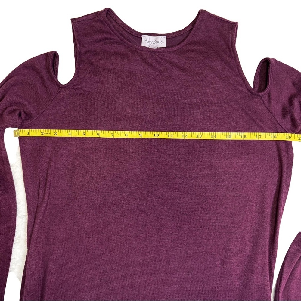 AnyBody Loungewear Womens Brushed Hacci Cold Shoulder Top in  Grape Wine Size XS - Picture 7 of 12